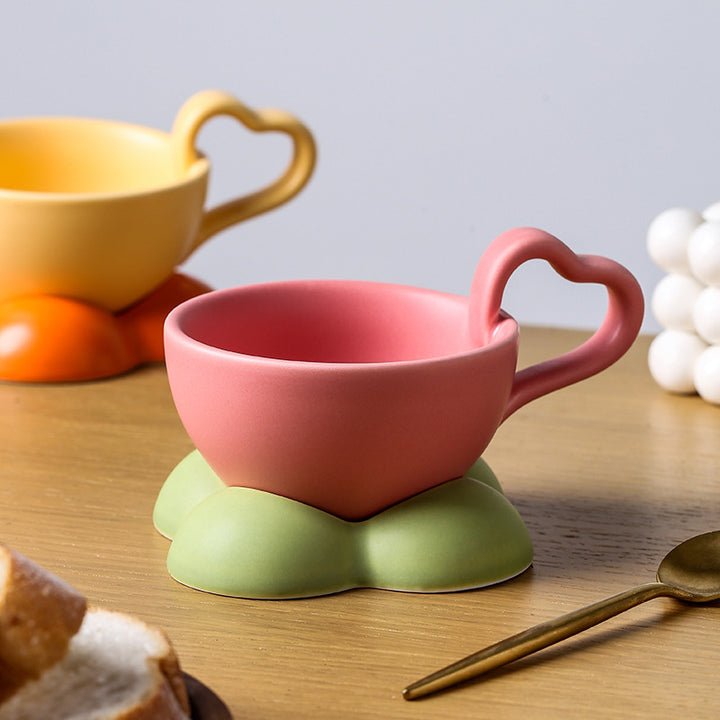 Big Heart Ceramic Teacup Set
