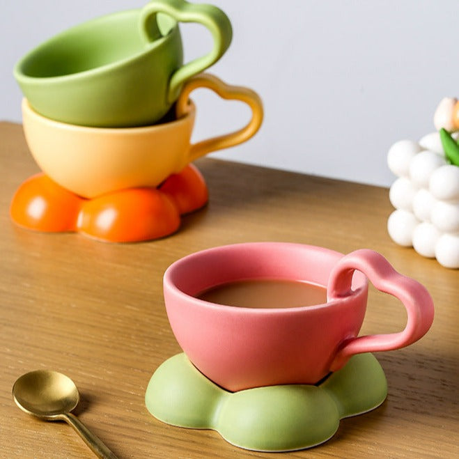 Big Heart Ceramic Teacup Set