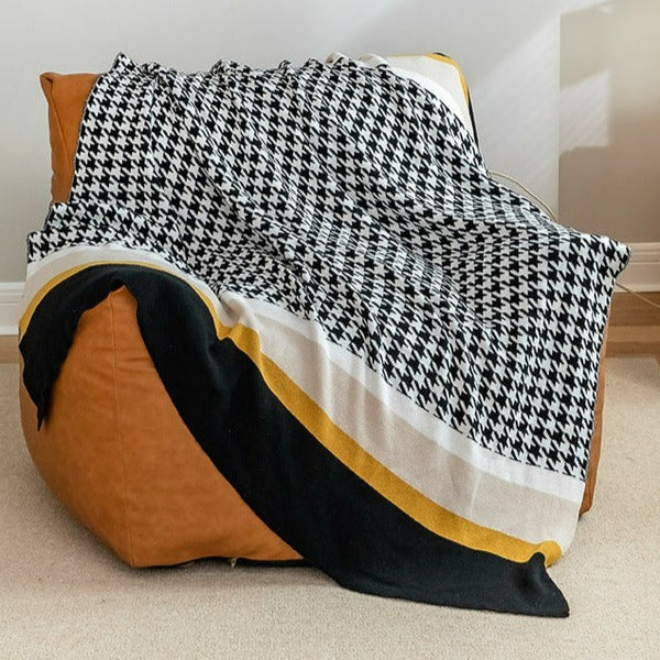Houndstooth Striped Blanket