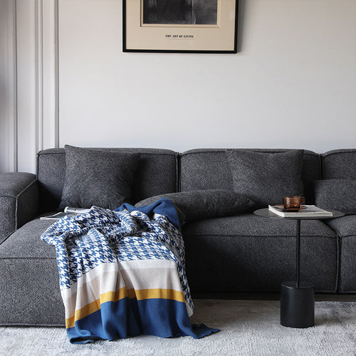 Houndstooth Striped Blanket