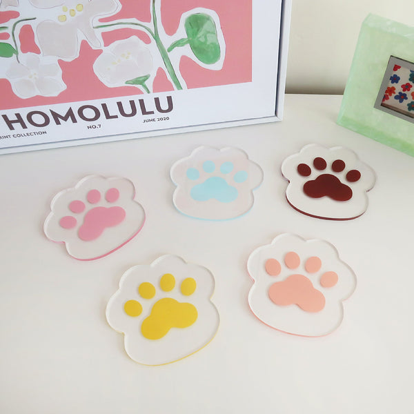 Bear Paw Prints Transparent Acrylic Coasters Collection -- Delicors