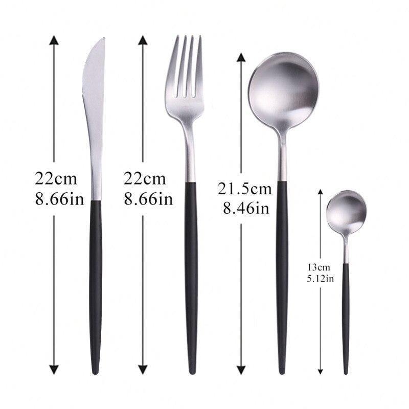 Black Dipped Stainless Steel Cutlery Set -- Delicors