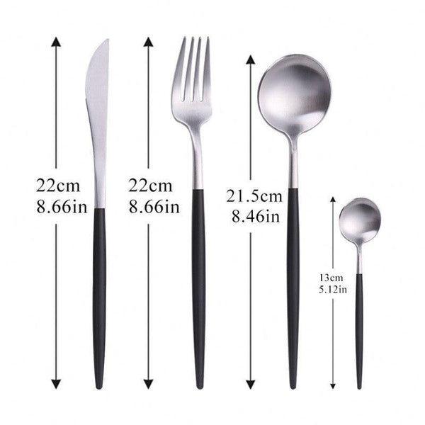 Black Dipped Stainless Steel Cutlery Set -- Delicors