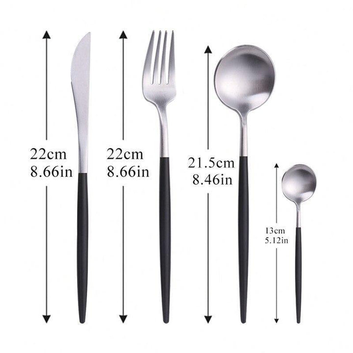 Black Dipped Stainless Steel Cutlery Set -- Delicors