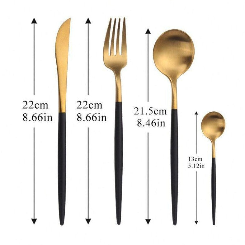 Black Dipped Stainless Steel Cutlery Set -- Delicors