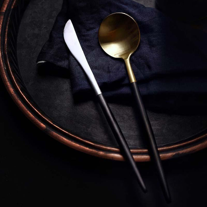 Black Dipped Stainless Steel Cutlery Set -- Delicors
