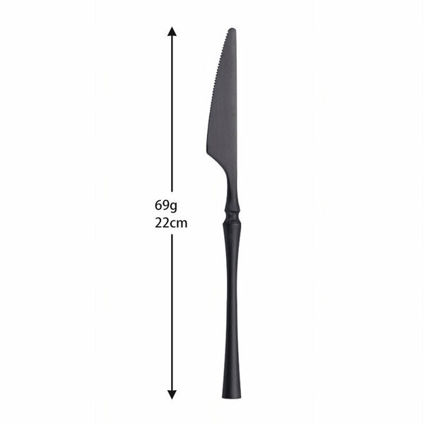 Black Roman Pillar 4-Person Stainless Steel Cutlery Set -Cutlery- Delicors