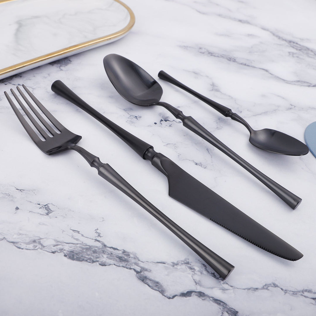 Black Round Roman Pillar Cutlery Set -Cutlery- Delicors