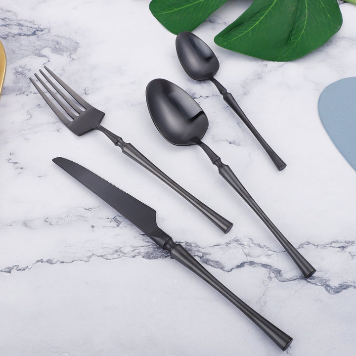 Black Round Roman Pillar Cutlery Set -Cutlery- Delicors