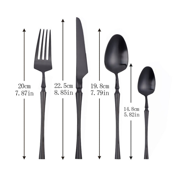 Black Round Roman Pillar Cutlery Set -Cutlery- Delicors
