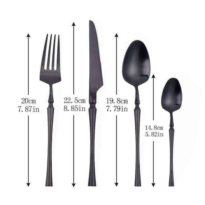 Black Round Roman Pillar Cutlery Set -Cutlery- Delicors