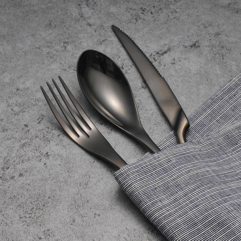 Black Stainless Steel Cutlery Set -- Delicors