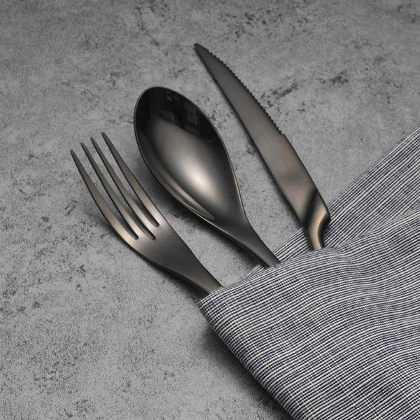 Black Stainless Steel Cutlery Set -- Delicors