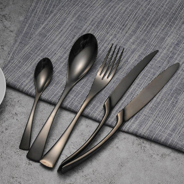 Black Stainless Steel Cutlery Set -- Delicors