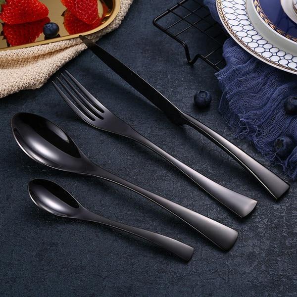 Black Stainless Steel Cutlery Set -- Delicors