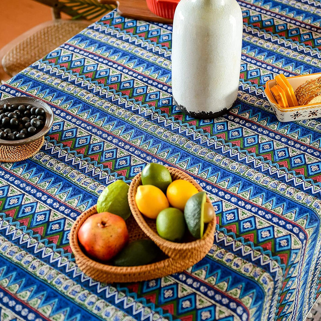 Bohemian Days Diamond Tassel Table Cloth Collection -- Delicors