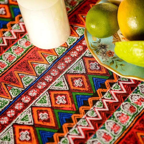 Bohemian Days Diamond Tassel Table Cloth Collection -- Delicors