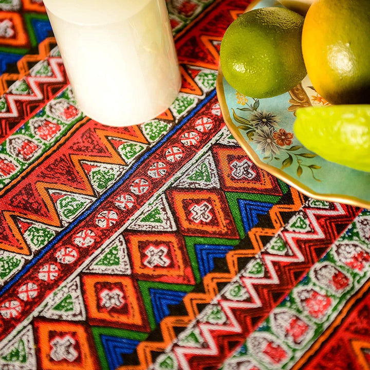 Bohemian Days Diamond Tassel Table Cloth Collection -- Delicors