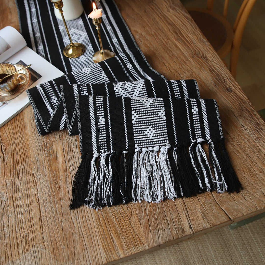 Bohemian Woven Tassel Table Runner -- Delicors