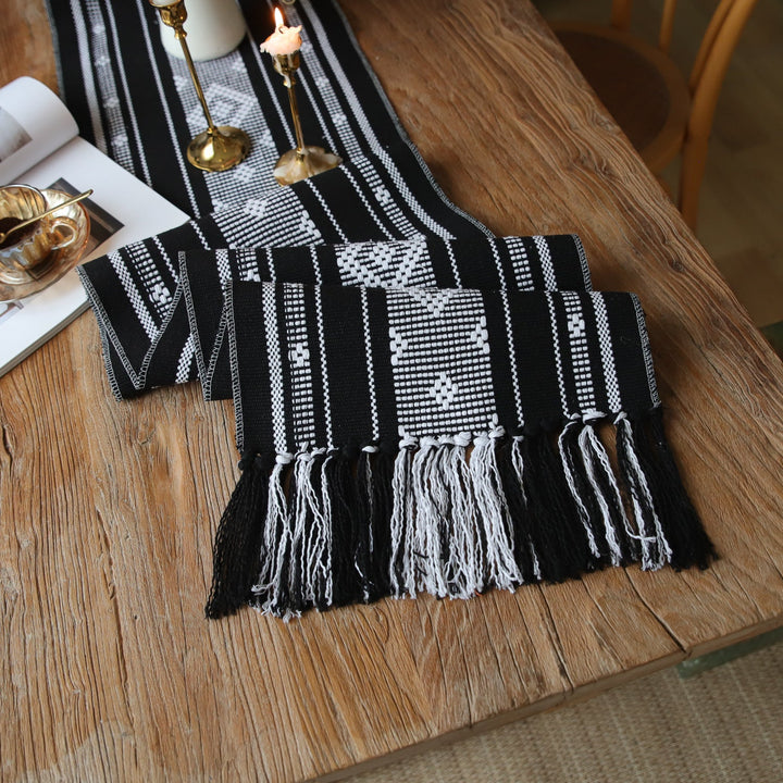 Bohemian Woven Tassel Table Runner -- Delicors