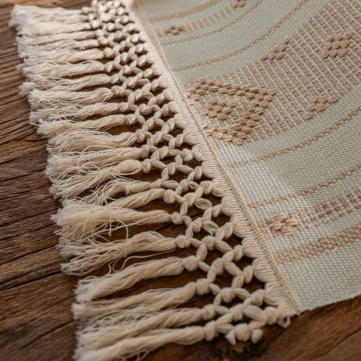 Bohemian Woven Tassel Table Runner -- Delicors