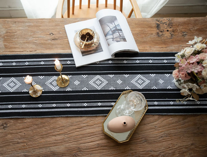 Bohemian Woven Tassel Table Runner -- Delicors