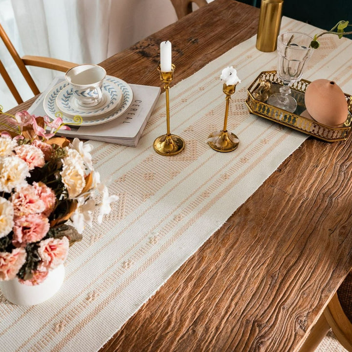 Bohemian Woven Tassel Table Runner -- Delicors