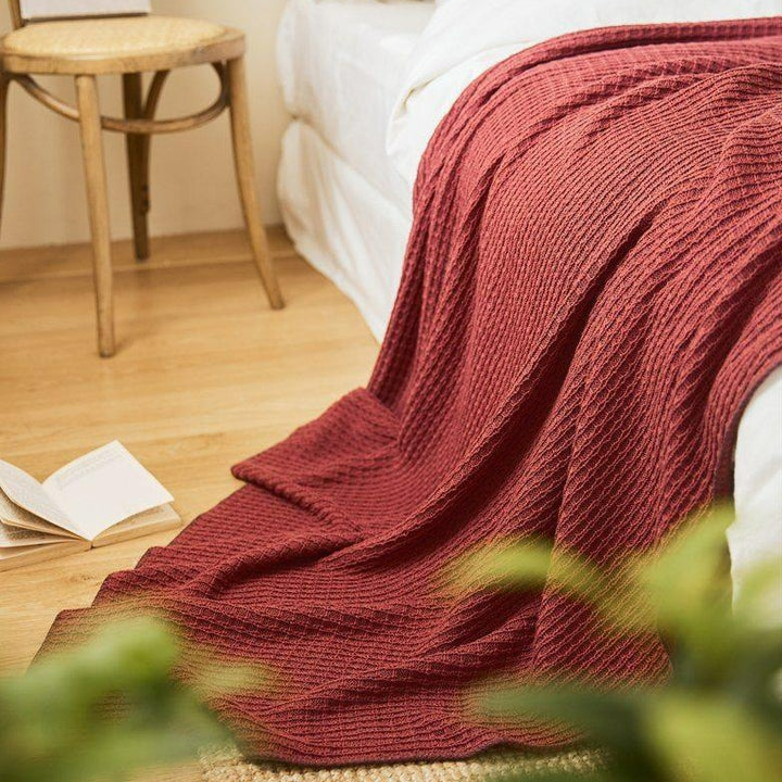 Brick Red Waffle Throw -- Delicors