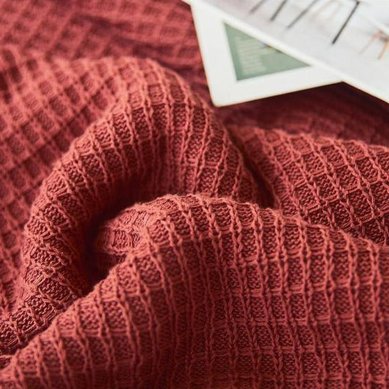 Brick Red Waffle Throw -- Delicors