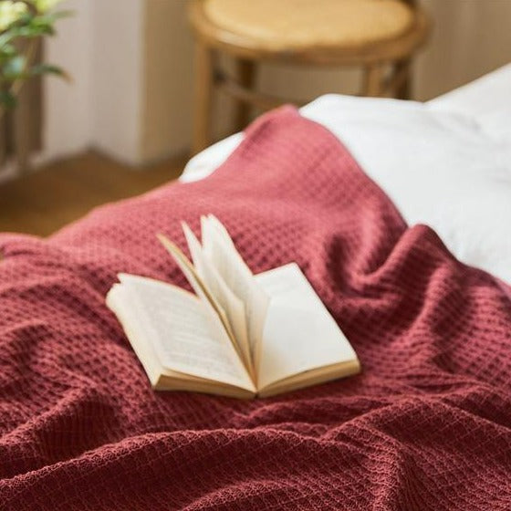 Brick Red Waffle Throw -- Delicors