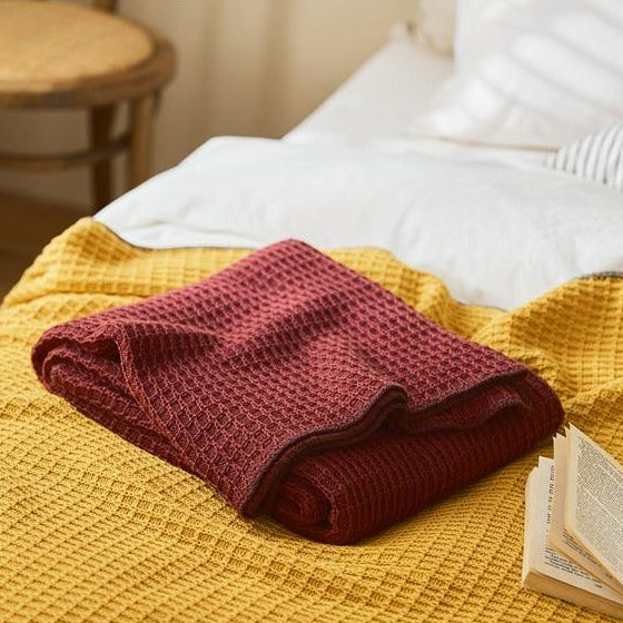 Brick Red Waffle Throw -- Delicors