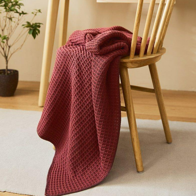 Brick Red Waffle Throw -- Delicors