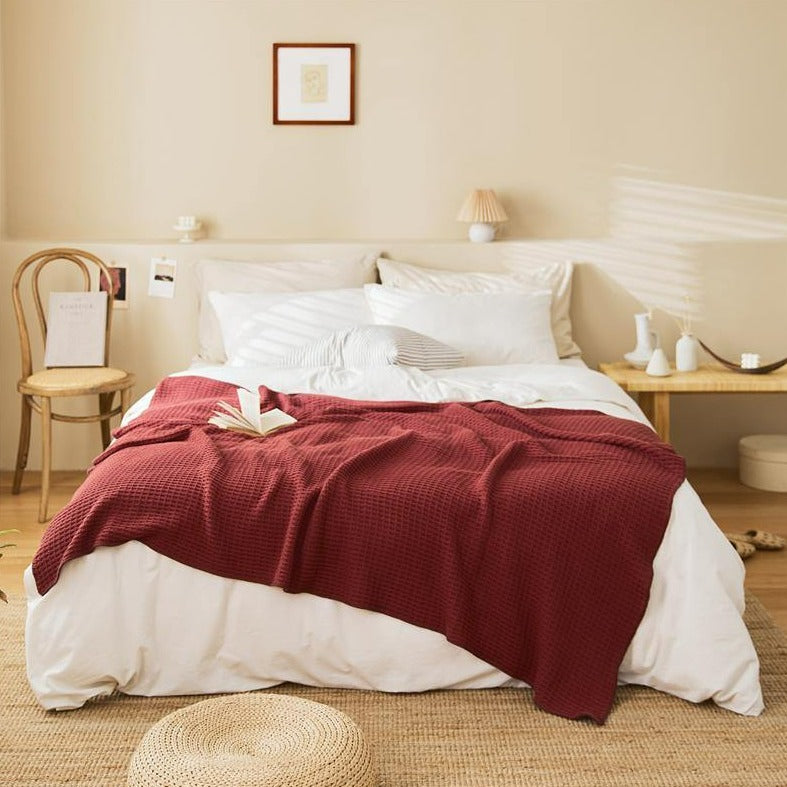 Brick Red Waffle Throw -- Delicors