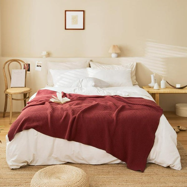 Brick Red Waffle Throw -- Delicors