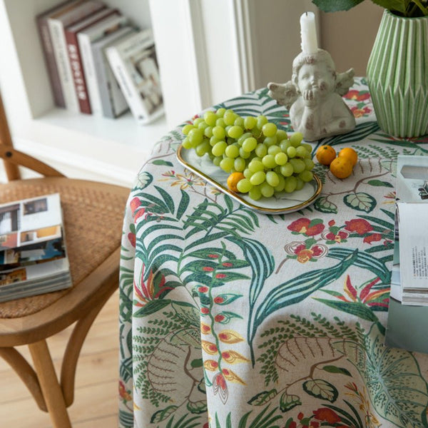 Carousel Floral Striped Tassel Table Cloth Collection -Table Cloth- Delicors