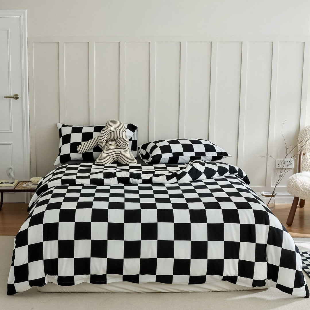 Checkerboard Plus Jersey Cotton Lightweight Bed Sheet -Bedding- Delicors