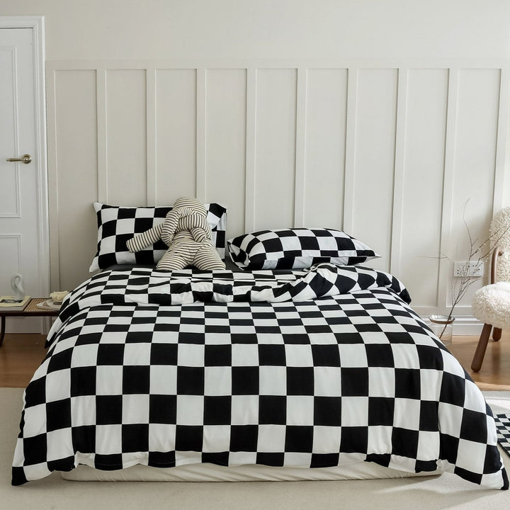 Checkerboard Plus Jersey Cotton Lightweight Bed Sheet -Bedding- Delicors