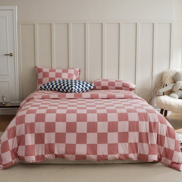Checkerboard Plus Jersey Cotton Lightweight Bed Sheet -Bedding- Delicors