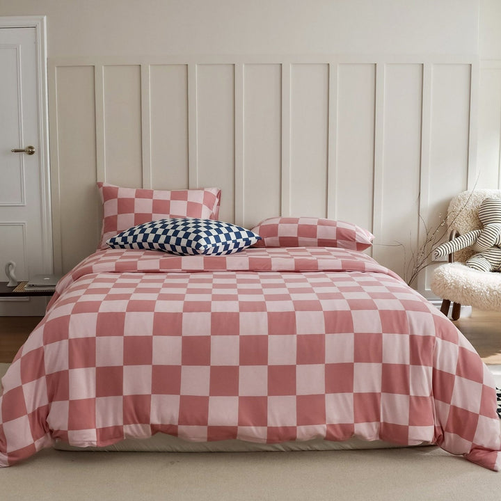 Checkerboard Plus Jersey Cotton Lightweight Bed Sheet -Bedding- Delicors