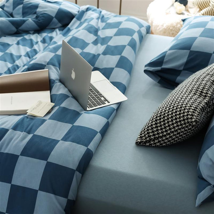 Checkerboard Plus Jersey Cotton Lightweight Bed Sheet -Bedding- Delicors