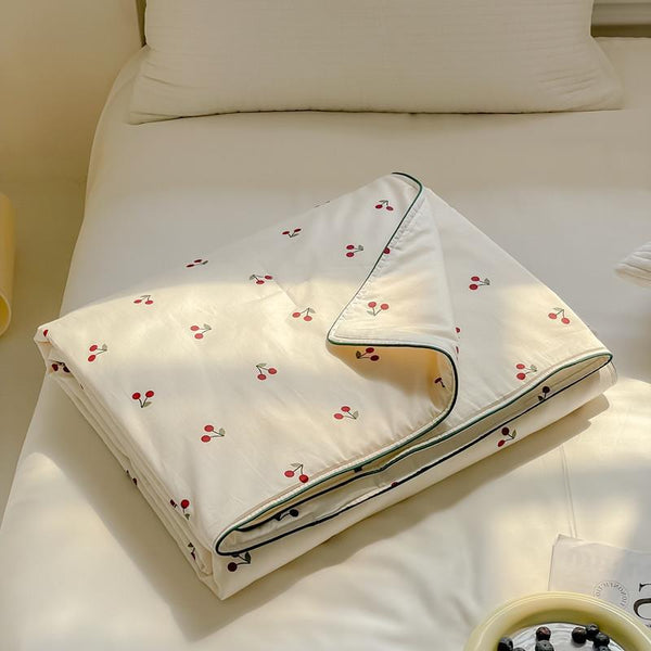 Cherry Summer Quilt Blanket -Throw- Delicors