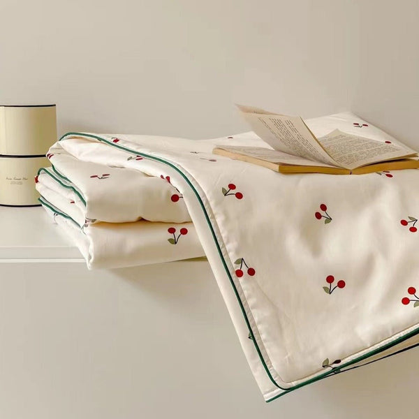 Cherry Summer Quilt Blanket -Throw- Delicors