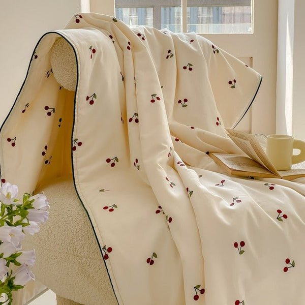 Cherry Summer Quilt Blanket -Throw- Delicors
