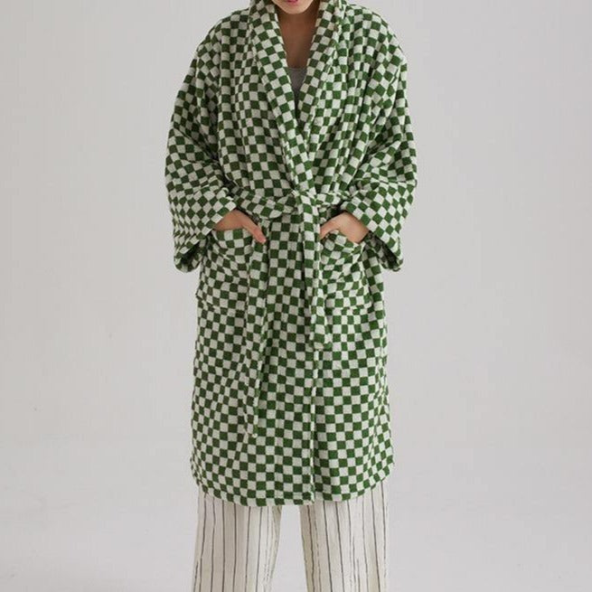 Classic Checkerboard Bathrobe -Bathrobe- Delicors