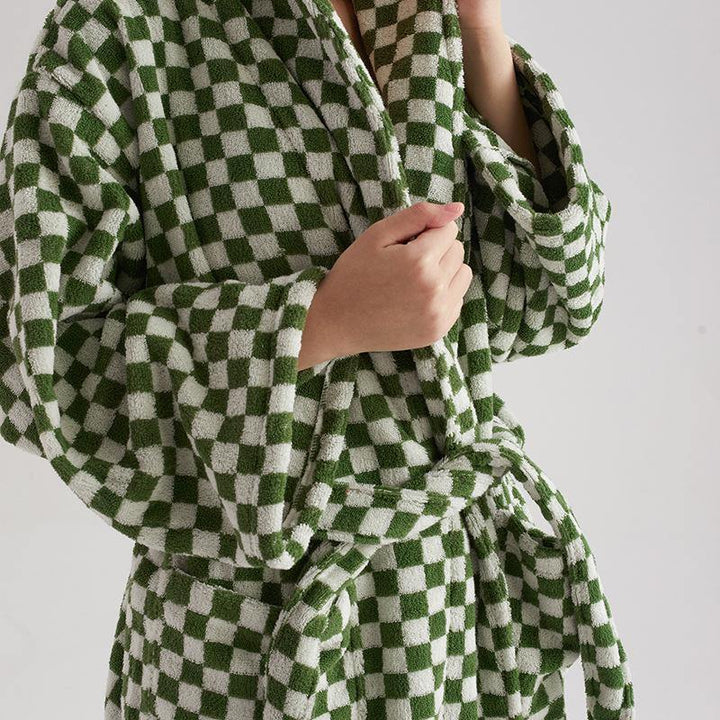 Classic Checkerboard Bathrobe -Bathrobe- Delicors