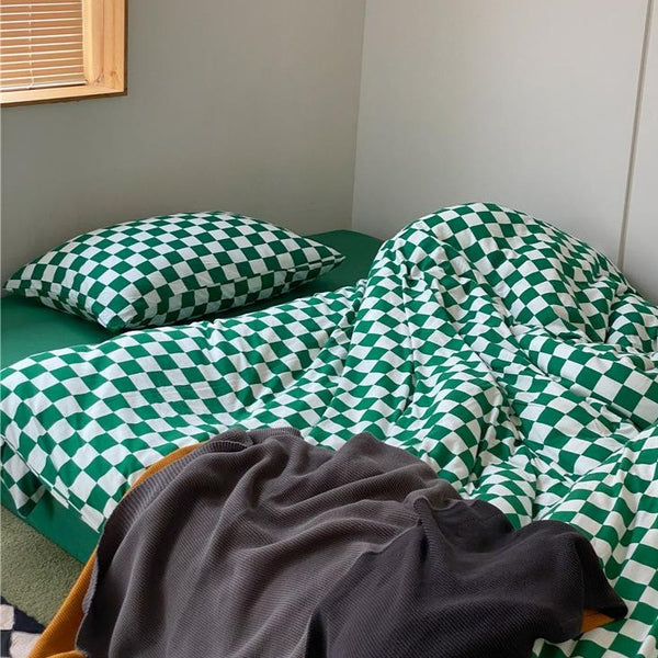 Classic Checkerboard Jersey Cotton Lightweight Bed Sheet -Bedding- Delicors
