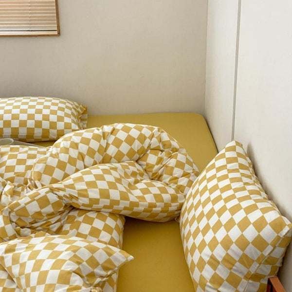 Classic Checkerboard Jersey Cotton Lightweight Bed Sheet -Bedding- Delicors