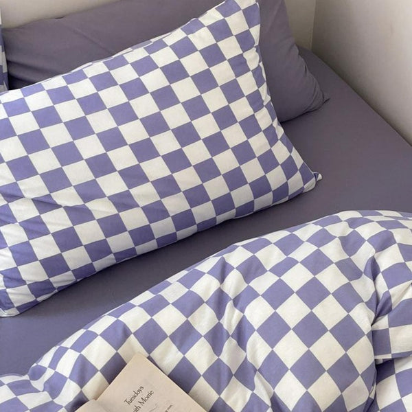 Classic Checkerboard Jersey Cotton Lightweight Bed Sheet -Bedding- Delicors