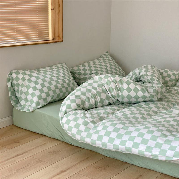 Classic Checkerboard Jersey Cotton Lightweight Bed Sheet -Bedding- Delicors
