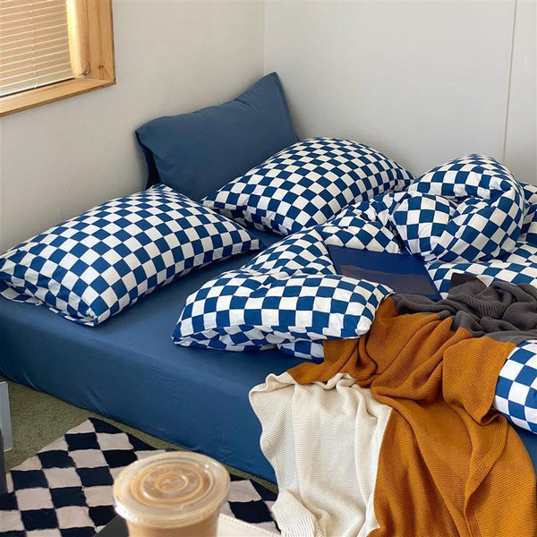 Classic Checkerboard Jersey Cotton Lightweight Bed Sheet -Bedding- Delicors